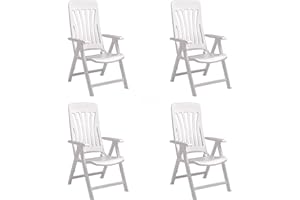 RESOL GRUPO GARBAR BLANES Set 4 Silla con Brazos Multiposiciones Exterior | jardín, terraza, balcón, Playa, Piscina, Picnic, Camping, Catering | diseño, Ligero, Plegable, reclinable | Blanco
