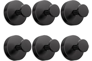 Siblaies 6 Stück Saugnapfhaken Saugnapf Haken Vakuum Saughaken Wiederablösbar Ohne Bohren Saughaken Handtuchhaken Wandhaken Edelstahl für Küche Badezimmer Glatte Fenster Wand Glas(Schwarz)