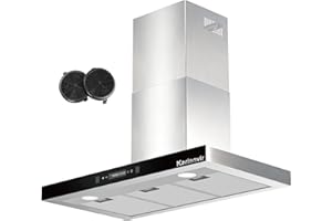 Karienvir 90CM Cooker Hood Wall Mount Chimney Hood, 700 m³/h Kitchen Extractor Hood, Touch and Gesture Control, Ducting & Recirculating Cooker Hood with 4 Speed, LED Lights