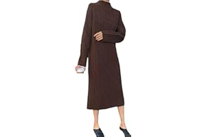 YTR6RTW Women Basic Long Sweater Dress High Neck Elegant Solid Color Brief Slim Knitted Dresses Pullovers