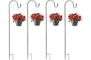 Dproptel Direct 4 Packs Shepherd Crook Hooks,120cm/47inch Metal Garden Stake with Hooker Garden Hooks for Solar Lights, Lanterns,Christmas Lights,Weddings Plant Baskets,Flower Ball (Brown)