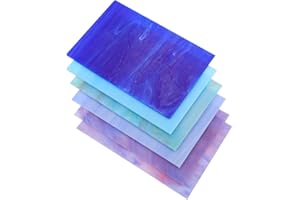 EXCEART Assorted Color Stained Glass Sheet 6Pcs Stained Glass Sheets Large Cathedral Glass Mosaic Tiles Mosaic Art Glass for Crafts Stained Glass Projects and Mosaic