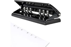 AIBELITY Perforadora de 6 compartimentos: 6 agujeros de escritorio, separación ajustable, perforadora de carpetas de oficina, perforadora de 6 agujeros de metal, perforadora para A3, A4, A5, B3, B4, B5,