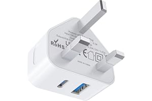 TEYASI USB C Plug Fast Charge,25W USBC Charger Plugs Adaptor UK for New Apple iPhone 17 Pro Max Air 16e 16 Series/15 Series/14 Series/13 Series/12/11 SE/iPad Series/Watch,Type C and A USB Port Charging Plug