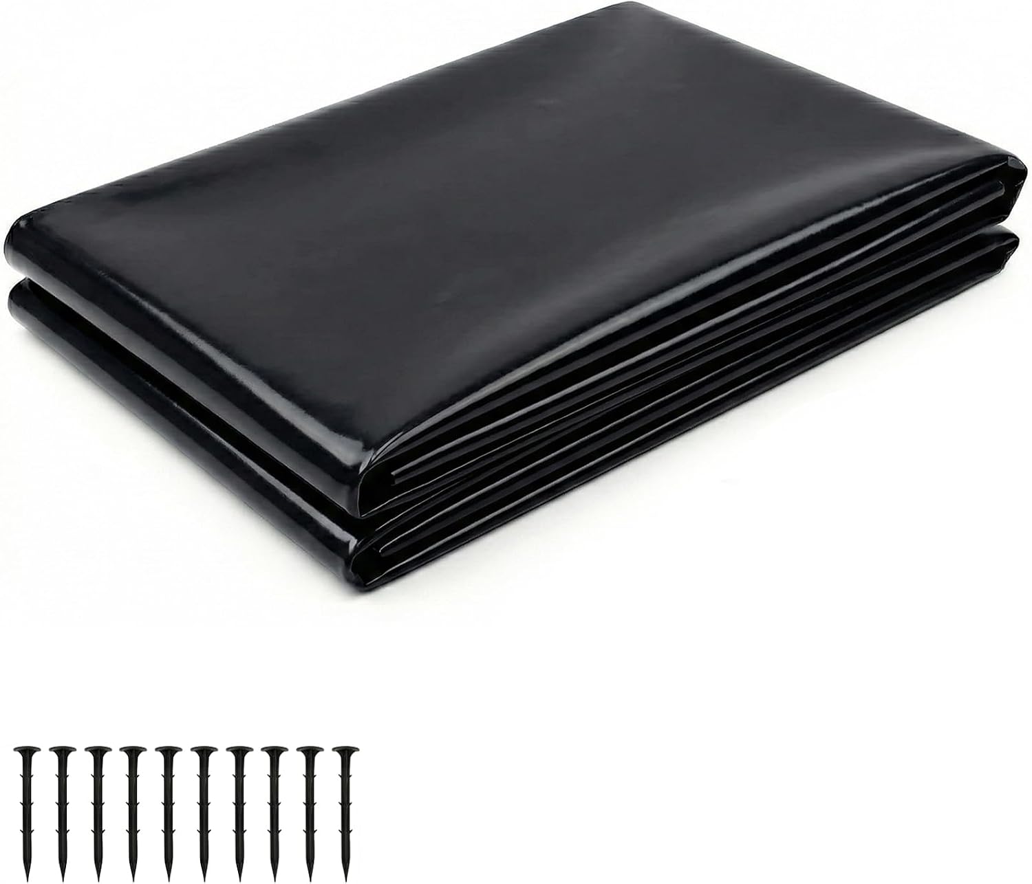 mawmuaw Pond Liner 2x2 m, HDPE Heavy Duty Pond Liners Waterproof Flexible Lining Preformed Garden 0.1mm Thick Pool Membrane Black for Gardens Fish Ponds Landscaping Waterfall Fountain Greenhouse Film
