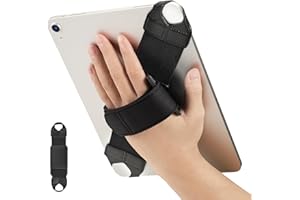 FINTIE Pasek na rękę uniwersalny tablet do tabletów 9-11" i czytników e-booków, [obracany o 360°] skóra PU, bezpieczny, przenośny, regulowany uchwyt do tabletów iPada/Samsunga/Xiaomi, (czarny)