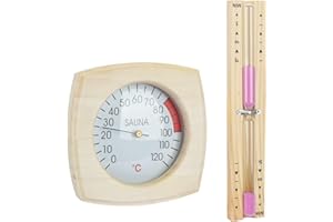 Foreverup Thermomètre de sauna - Résistant à la chaleur - En bois - 15 minutes - Montage mural - Respectueux de l'environnement - Accessoire de sauna pour tous les environnements