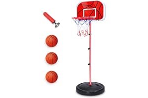 Kezidhp Panier de Basket Enfant Extérieur/Intérieur - Hauteur Réglable 50-150 cm - 3 Ballons + Pompe Inclus - Jouet Sportif pour Enfants 3-8 Ans - Loisirs Éducatifs pour Cour/Jardin/Maison