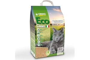 Croci Eco Clean Litter 6 L - Clumping Cat Litter, Biodegradable, flushes down the toilet, 100% vegetable, Long lasting Anti-odor Sand