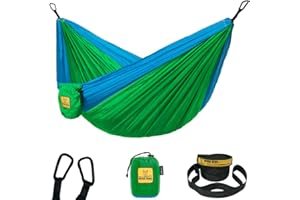 Wise Owl Outfitters Kids Hammock - Small Camping Hammock, Kids Camping Gear w/Tree Straps and Carabiners for Indoor/Outdoor Use - Kid Size Green & Blue
