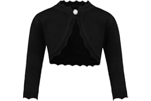 trudge Cárdigan Básico para Niña Bolero de Manga Larga para Niños Chaqueta de Hombro Chaqueta de Bolero Corto para Vestido de Comunión Vestido de Bautizo