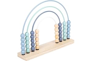 Ronyme Rainbow Wooden Counting Bead Abacus Wooden Abacus with Colorful Beads Learning Game Add Subtract Abacus for Sensory Toy Kids Bookshelf Decor, blue