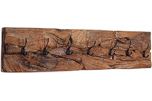 CREEDWOOD Natur WANDGARDEROBE Mina | 7 Haken, Treibholz, 90cm | Flurgarderobe, Drift Kleiderhaken, Holzgarderobe, Wandhaken, Hängeleiste