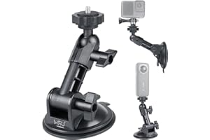 HSU Soporte de Ventosa para Cámara de Acción, Soporte de Coche para Cámara con Nano Almohadilla Adhesiva para Go Pro Osmo Action, Parabrisas/Ventanas/Superficies Lisas de Coche