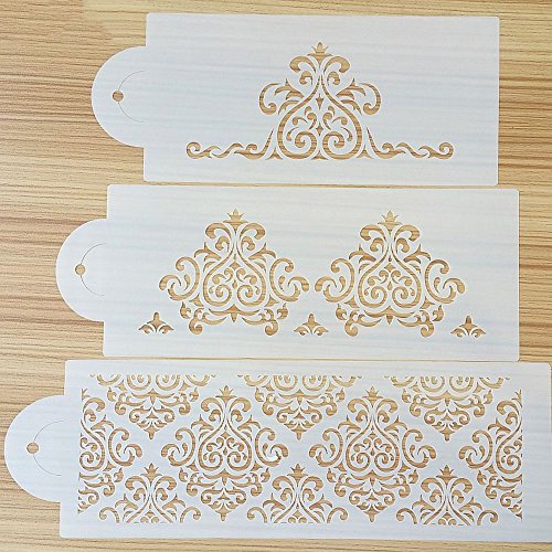 GOOTRADES 1 Set 3 Stk Plastik Kuchen Schablonen, der Werkzeug Zuckersieb Schokoladen Kuchen Form Hochzeits Dekor verziert - 4