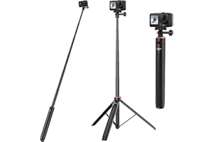 VKESEN 53.5"/136cm Extendable Travel Tripod Selfie Stick for DJI Osmo Action 5 Pro, Osmo Action 4, Osmo Action 3, Osmo 360 - Handle Mount Accessories Kit for DJI Osmo Action Camera