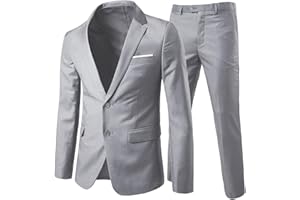 Allthemen Costume Homme Formel d'affaire de Couleur Uni à la Mode Slim Fit Deux pièces