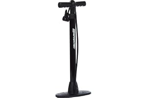 Spartan Bicycle Floor Pump for Home & Road Use – Dual Valve Head for Schrader & Presta | Co-Molded T-Handle Grip | Heavy-Duty Aluminum Barrel with Stable Base for Fast, Reliable Bike Inflation