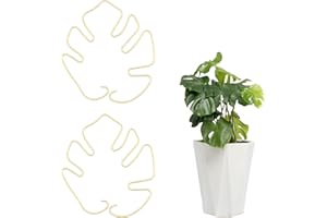 Kinretixia Lot de 2 supports de tronc de plantes en forme de feuille - Support en fer durable pour Monstera et plantes grimpantes - Kit de pinces en bambou pour stabiliser les feuilles