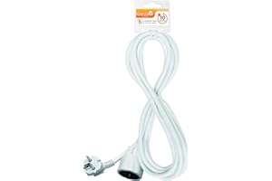Garza ® - Câble d'extension domestique de 10 mètres, blanc, avec prise de terre jusqu'à 16 Ampères (3680W)