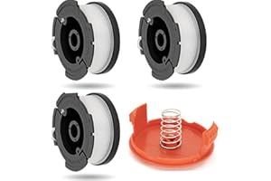 ZGUZIJI 3 bobine + 1 cappuccio di copertura + 1 molla per tagliabordi,sostituibile con bobina di ricambio,Compatibili con Black+Dec AF-100 ST5530-GB GLC3630L20-GB STC1820PC-GB BESTA530-GB BESTA525-GB