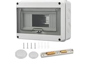 TAIPINTEE Caja Estanca Exterior Electrica 8 Modulos, IP65 Cuadro Electrico Superficie, Caja Portafusibles Estanca con Accesorios, para Jardines, Fábricas, Exteriores e Interiores (8 Modulos)