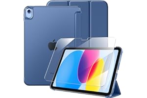 drivego Case with Screen Protector for iPad A16 11th 10th Generation (2025/2022, 11/10.9 Inch), Slim Hard Translucent Back Full Protective Smart Cover for iPad 11, Auto Sleep/Wake, Sea Blue