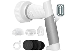 BOOHENKA Spazzola elettrica per pulizia Rotante ricaricabile Spin Scrubber senza fili con 5 testine,IPX7 impermeabil,Spazzola di pulizia per bagno,350RPM Motore Cleaning Brush