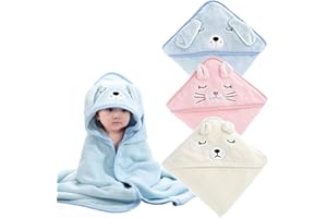 Select Zone 3 Stück Babyhandtuch mit Kapuze 80x80cm Baby Kapuzenhandtuch Weich Baby Badetuch Super saugfähig Bademantel für Babys und Kleinkinder (Kombination 2)
