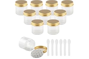 PQPAUTY 12 Pieza Transparente Tarro de Cosmética de Plástico 50g Envases Cosmética Plástico 50 ml con Tapa Oro Botella de Crema Tanque para Productos Cosméticos Ungüento