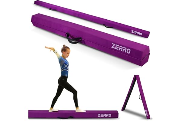 ZERRO Poutre Gymnastique Pliable Enfant, 240cm/270cm Poutre de Gym, Gymnastique Materiel Portative, Vert/Violet