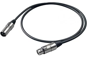 PROEL BULK250LU5 Cavo audio professionale bilanciato Cannon XLR 3P M a Cannon XLR 3P F - 5mt, Nero