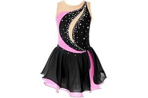 Kaerm Body da Pattinaggio Artistico Bambina Leotard da Balletto Senza Maniche Tuta Vestito da Danza Moderna Latino Ragazze Vestiti da Ballerina Abiti da Ballo Ballet