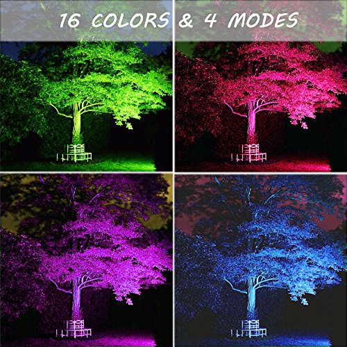 Ustellar 2er RGB 30W LED Fluter Mit Fernbedienung Stecker 16 Farben und 4 Modi, IP66 Wasserdicht LED Flutlicht, Garten Stimmungslichter - 3