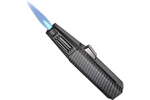 HARYGATE Butane Torch Lighter, Refillable Kitchen Cooking Torch Windproof Adjustable Flame Solar Beam Torch Blow Torch with Safety Lock for BBQ Baking Creme Brulee(Butane Gas Not Included) (Black)