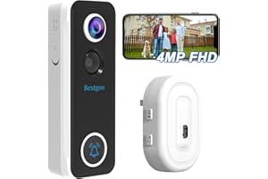 4MP Sonnette sans Fil avec Camera, Bextgoo Sonnette sans Fil Exterieur Etanche IP67 avec Batteries 10000mAh, Détection Humaine, Sirène, Vision Nocturne, Audio Bidirectionnel, Support Alexa, SD/Cloud