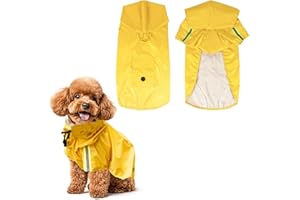 Valicaer Dog Raincoats Waterproof With Legs, Reflective Dog Coat Adjustable with Leash Hole Convenient Pocket, Lightweight Dogs Rain Jacket (Yellow, M)