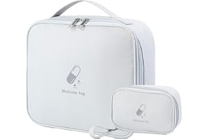 JOKILY 2 sacchetti per medicinali impermeabili, borsa di primo soccorso, borsa da viaggio, casa, ufficio, grigio