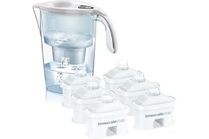LAICA Stream Line Caraffa Filtrante - Bianca - 2,3L - Timer Digitale - 6 Limescalestop Filtri inclusi - Riduce il Calcare nell'Acqua e Migliora il Gusto dell'Acqua - Made in Italy