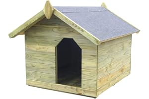 Tidyard Casas de Perros para Jardín,Caseta de Exterior para Perros,Apertura de Techo,Impermeable y Resistente Intemperie y Putrefacción,Madera Pino Impregnada 85x103,5x72cm