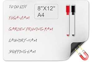 MOXYOY A4 Magnetic Whiteboard for Fridge, 21x30cm Dry Erase Whiteboard Sheet with 2 Marker Pen,Magnet Board for Family Weekly Meal Planner, Notes or Reminders,Office Notice Board