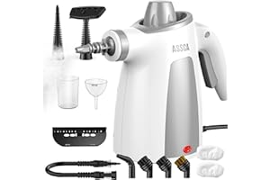 ASSCA Handheld Steam Cleaner, 1050W Portable Steam Cleaner Handheld with 350ml Tank & 12-Piece Accessories, 100% Chemical-Free Multi-Surface Cleaning for Floor, Sofa, Carpet, Tile, Windows, Upholstery