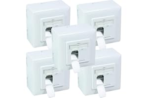 BIGtec 5 x Netzwerkdose Aufputz Unterputz CAT.6a 2 x RJ45 Buchse universal LAN Dose POE PoE+ fähig signalweiß RAL9003 geeignet für Verlegekabel Netzwerk-Kabel CAT8 CAT7 CAT6a CAT6 CAT5
