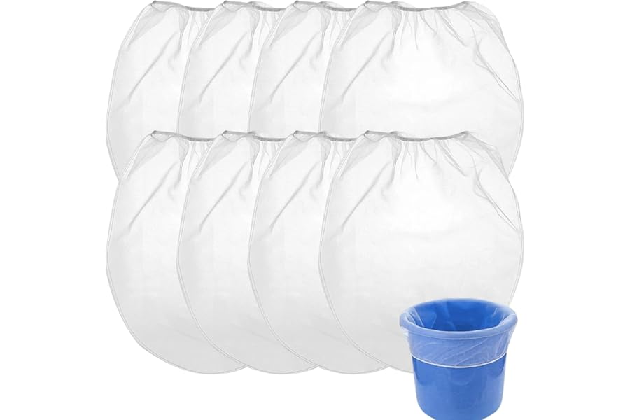 8Pcs 1 Gallon Paint Strainer Bags, Fine Mesh Nylon Filter Bags with Elastic Top, Reusable Disposable Paint Filter for Liquid Filtering & Home Brewing, Paint Gardening, White (28×30cm)