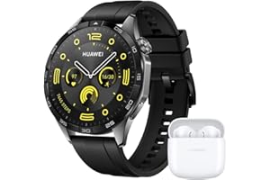 HUAWEI WATCH GT 4 Montre Connectée Jusqu'à 14 jours d'autonomie - Compatible avec iOS et Android - Suivi de la fréquence cardiaque - Montre Sport, SpO2 et GPS - 46MM Noir Version FR - FreeBuds SE 2