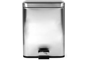 Beldray Double Compartment Bin – 5 Litre Dual Separation Waste Bin, Rectangular Rubbish Bin, Removable Inner Buckets, Suitable For Bedrooms & Bathrooms, Foot Pedal Function, Stainless Steel