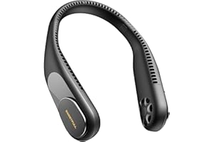 SWEETFULL Hals Ventilator Tragbarer Nackenventilator,5000mAh akku (bis zu 9 Stunden),Mini USB klein leise,USB Wiederaufladbarer Tischventilator,handventilator Blattloser 3 Stufen (Schwarz)