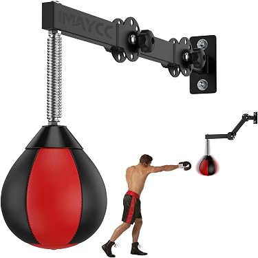 FISTRAGE Leather Speed Ball For Boxing & Muay Thai – Swivel Mount Included
