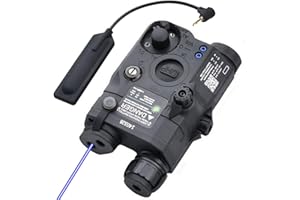 Zhongren Tactical PEQ-15 Upgrade Version Battery Case Box Red/Green/Blue + LED White Flashlight for Airsoft Paintball Hunting AEG GBB CQB (Black,Blue)