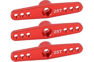 Dilwe Braccio Servo in Metallo 25T, Corno per Braccio Servo RC in Alluminio 3 Pezzi/Set con Lavorazione CNC Parte di Aggiornamento per Auto 1/10 RC(Rosso)
